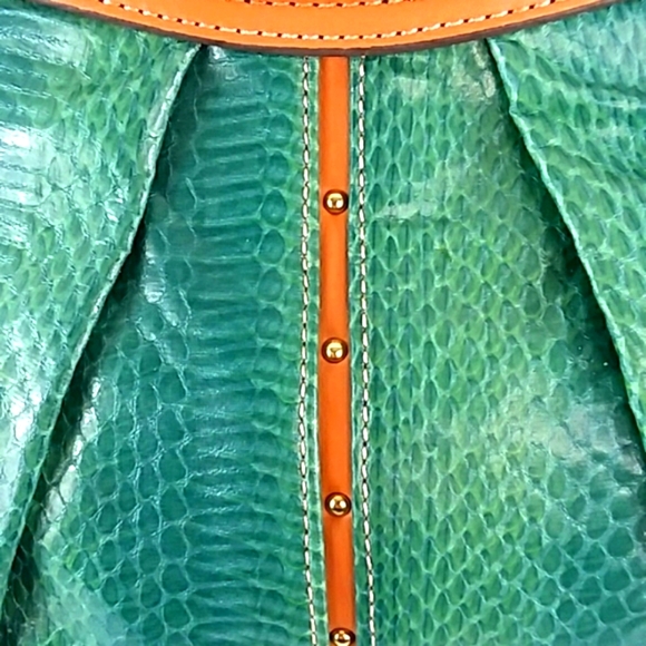 NINE WEST SOFT MUTED GREEN PYTHON SATCHEL BAG MEDIUM - Picture 6 of 10